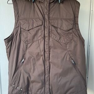 Columbia Women's Brown Hooded Vest w/ Faux Fur Trim